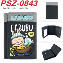 Labubu Anime color blocked three fold concealed wallet 12.5X9X2CM 70G