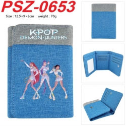 K-Pop Demon Hunters Anime color blocked three fold concealed wallet 12.5X9X2CM 70G