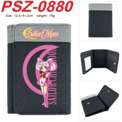 sailormoon Anime color blocked three fold concealed wallet 12.5X9X2CM 70G