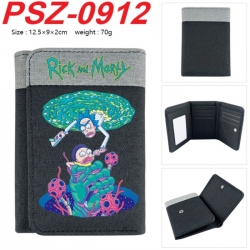 Rick and Morty Anime color blocked three fold concealed wallet 12.5X9X2CM 70G