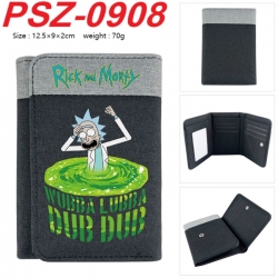 Rick and Morty Anime color blocked three fold concealed wallet 12.5X9X2CM 70G
