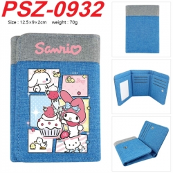 Sanrio Anime color blocked three fold concealed wallet 12.5X9X2CM 70G