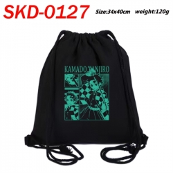 Demon Slayer Kimets Anime themed Canvas Drawstring Backpack Tote Bag 34x40cm