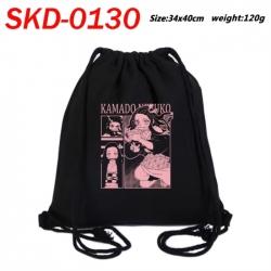 Demon Slayer Kimets Anime themed Canvas Drawstring Backpack Tote Bag 34x40cm