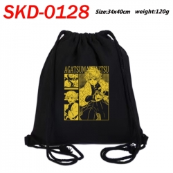 Demon Slayer Kimets Anime themed Canvas Drawstring Backpack Tote Bag 34x40cm