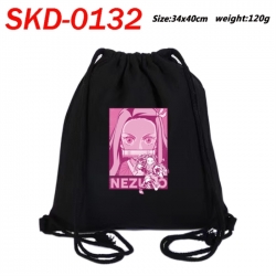 Demon Slayer Kimets Anime themed Canvas Drawstring Backpack Tote Bag 34x40cm