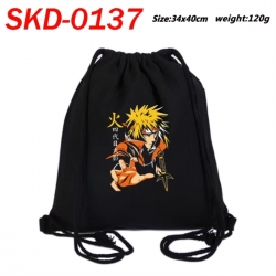 Naruto Anime themed Canvas Drawstring Backpack Tote Bag 34x40cm