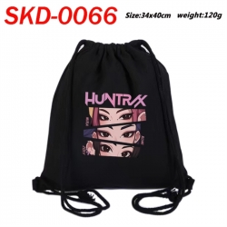 K-Pop Demon Hunters Anime themed Canvas Drawstring Backpack Tote Bag 34x40cm