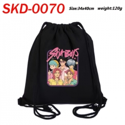 K-Pop Demon Hunters Anime themed Canvas Drawstring Backpack Tote Bag 34x40cm
