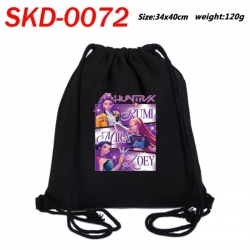 K-Pop Demon Hunters Anime themed Canvas Drawstring Backpack Tote Bag 34x40cm