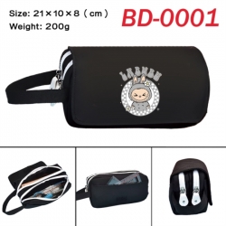 Labubu Anime peripheral handheld large capacity double-layer Oxford cloth pencil case 21X10X8cm