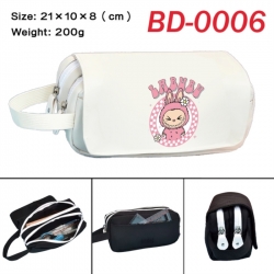 Labubu Anime peripheral handheld large capacity double-layer Oxford cloth pencil case 21X10X8cm