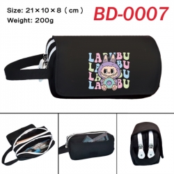 Labubu Anime peripheral handheld large capacity double-layer Oxford cloth pencil case 21X10X8cm
