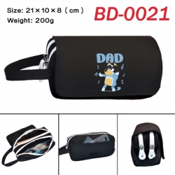 Bluey Anime peripheral handheld large capacity double-layer Oxford cloth pencil case 21X10X8cm