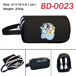Bluey Anime peripheral handheld large capacity double-layer Oxford cloth pencil case 21X10X8cm