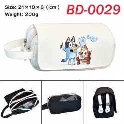 Bluey Anime peripheral handheld large capacity double-layer Oxford cloth pencil case 21X10X8cm