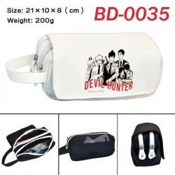 Chainsaw Man Anime peripheral handheld large capacity double-layer Oxford cloth pencil case 21X10X8cm