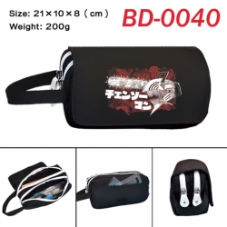 Chainsaw Man Anime peripheral handheld large capacity double-layer Oxford cloth pencil case 21X10X8cm