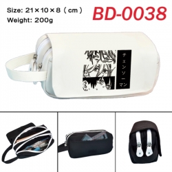 Chainsaw Man Anime peripheral handheld large capacity double-layer Oxford cloth pencil case 21X10X8cm