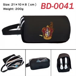 Harry Potter Anime peripheral handheld large capacity double-layer Oxford cloth pencil case 21X10X8cm