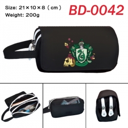 Harry Potter Anime peripheral handheld large capacity double-layer Oxford cloth pencil case 21X10X8cm