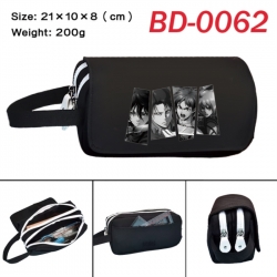 Shingeki no Kyojin Anime peripheral handheld large capacity double-layer Oxford cloth pencil case 21X10X8cm