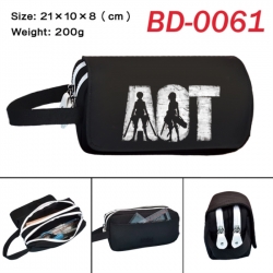 Shingeki no Kyojin Anime peripheral handheld large capacity double-layer Oxford cloth pencil case 21X10X8cm