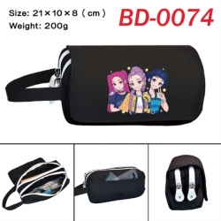 K-Pop Demon Hunters Anime peripheral handheld large capacity double-layer Oxford cloth pencil case 21X10X8cm