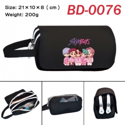 K-Pop Demon Hunters Anime peripheral handheld large capacity double-layer Oxford cloth pencil case 21X10X8cm