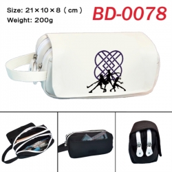 K-Pop Demon Hunters Anime peripheral handheld large capacity double-layer Oxford cloth pencil case 21X10X8cm