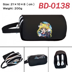 sailormoon Anime peripheral handheld large capacity double-layer Oxford cloth pencil case 21X10X8cm