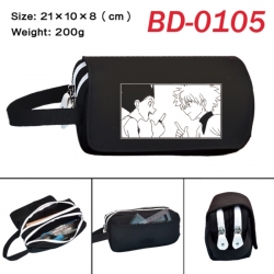 HunterXHunter Anime peripheral handheld large capacity double-layer Oxford cloth pencil case 21X10X8cm