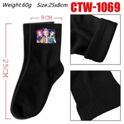 K-Pop Demon Hunters Anime Print Long Crew Cotton Socks 25x8cm