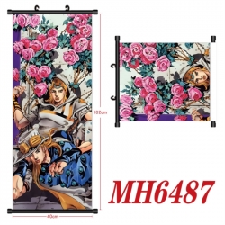 JoJos Bizarre Adventure Anime black Plastic rod Cloth painting Wall Scroll 40X102CM 