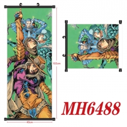 JoJos Bizarre Adventure Anime black Plastic rod Cloth painting Wall Scroll 40X102CM 