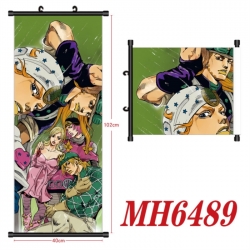 JoJos Bizarre Adventure Anime black Plastic rod Cloth painting Wall Scroll 40X102CM 