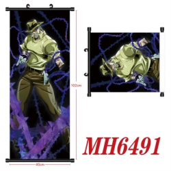 JoJos Bizarre Adventure Anime black Plastic rod Cloth painting Wall Scroll 40X102CM 