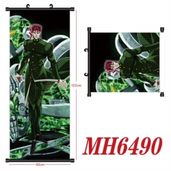 JoJos Bizarre Adventure Anime black Plastic rod Cloth painting Wall Scroll 40X102CM 