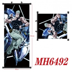 JoJos Bizarre Adventure Anime black Plastic rod Cloth painting Wall Scroll 40X102CM 