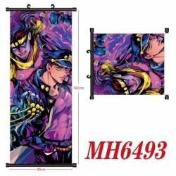 JoJos Bizarre Adventure Anime black Plastic rod Cloth painting Wall Scroll 40X102CM 