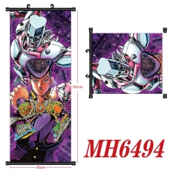 JoJos Bizarre Adventure Anime black Plastic rod Cloth painting Wall Scroll 40X102CM 