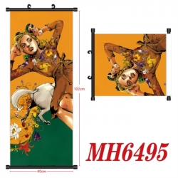 JoJos Bizarre Adventure Anime black Plastic rod Cloth painting Wall Scroll 40X102CM 