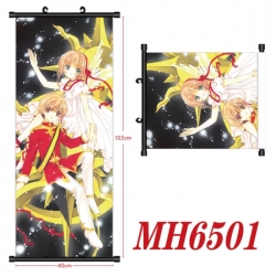 Card Captor Sakura Anime black Plastic rod Cloth painting Wall Scroll 40X102CM 