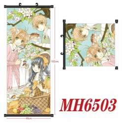 Card Captor Sakura Anime black Plastic rod Cloth painting Wall Scroll 40X102CM 