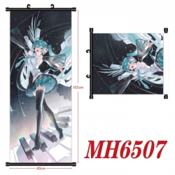 Hatsune Miku Anime black Plastic rod Cloth painting Wall Scroll 40X102CM 