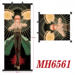 Chainsaw Man Anime black Plastic rod Cloth painting Wall Scroll 40X102CM 