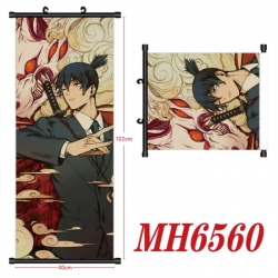 Chainsaw Man Anime black Plastic rod Cloth painting Wall Scroll 40X102CM 