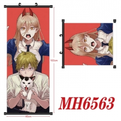 Chainsaw Man Anime black Plastic rod Cloth painting Wall Scroll 40X102CM 