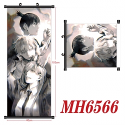 Chainsaw Man Anime black Plastic rod Cloth painting Wall Scroll 40X102CM 