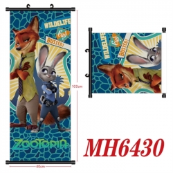 Zootopia Anime black Plastic rod Cloth painting Wall Scroll 40X102CM 